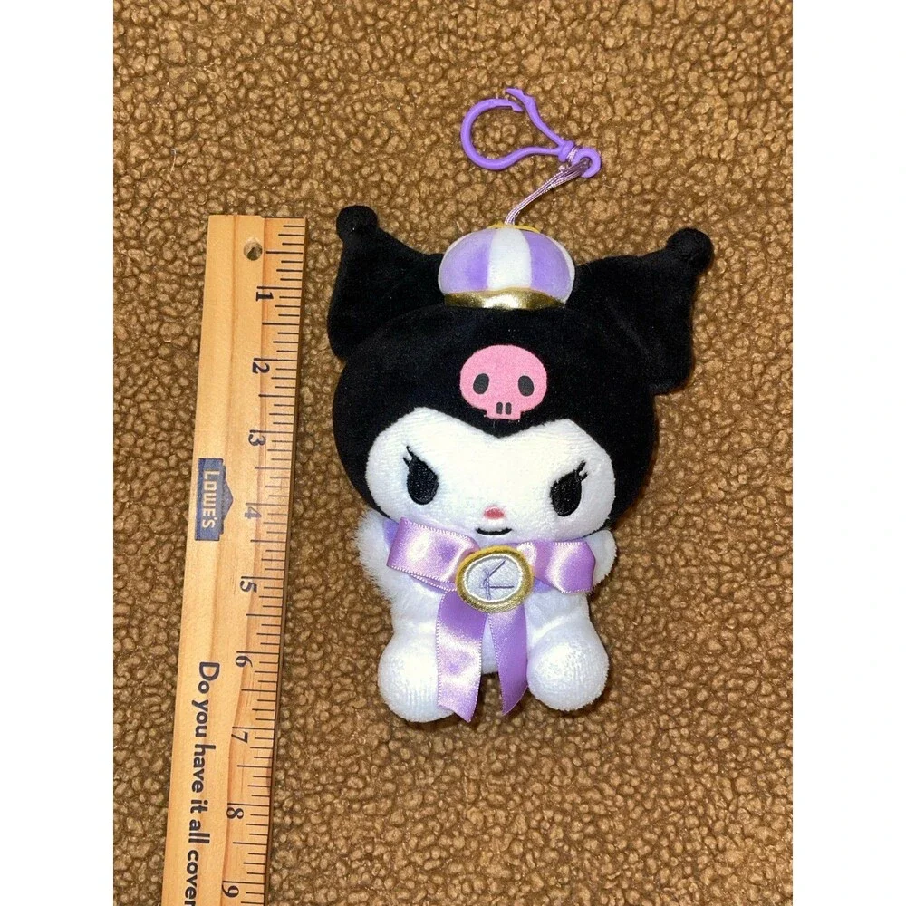 Official Sanrio Kuromi Royal Crown Plush Keychain – Purple Ribbon Mascot Charm (